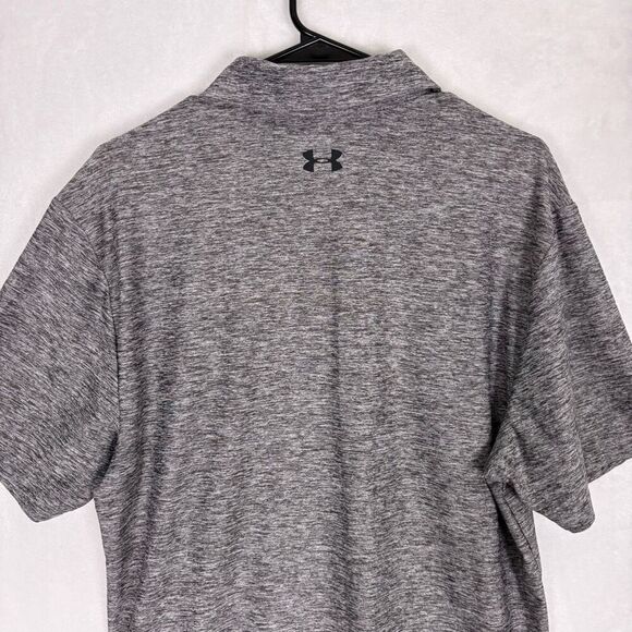 Under Armour Heathered Grey Golf Collared Polo Top Men's Medium Loose Fit - Picture 8 of 11